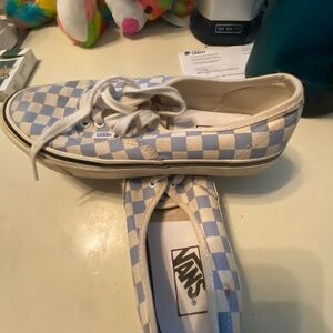 Vans blue and white check skate shoes size 8.5